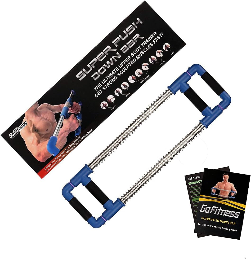 Push down Bar Machine - Chest Expander at Home Workout Equipment, Arm Exerciser Portable Spring Resistance Exercise Gym Kit for Home, Travel or Outdoors