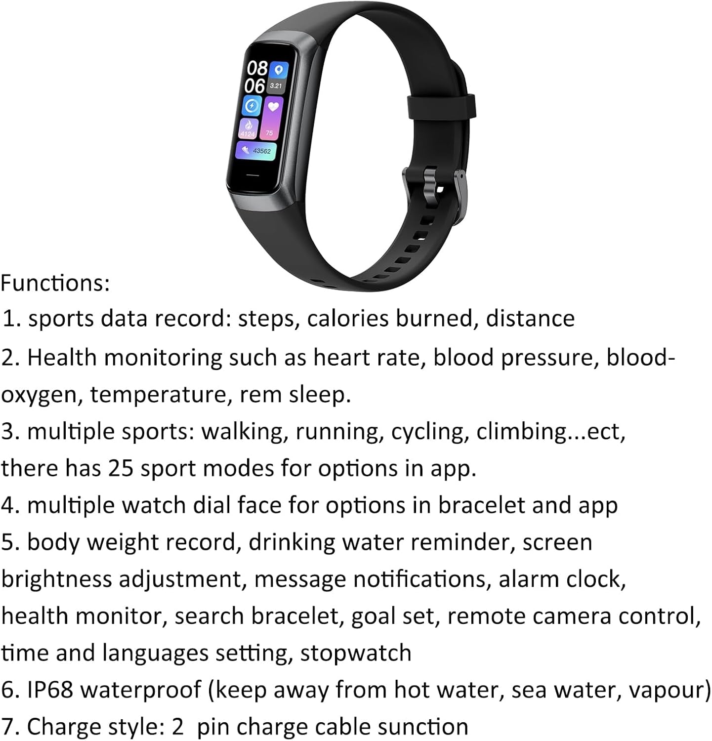 Fitness Trackers for Women Men, Oled Screen Heart Rate Sleep Monitor Step Tracker 25 Sports Modes IP68 Waterproof Smartwatch Activity Tracker, Smart Bracelet Fitness Tracker Watch with Blood Pressure