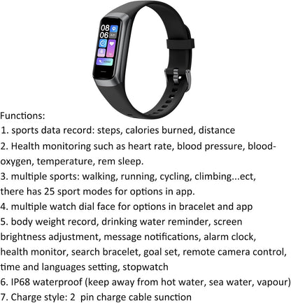 Fitness Trackers for Women Men, Oled Screen Heart Rate Sleep Monitor Step Tracker 25 Sports Modes IP68 Waterproof Smartwatch Activity Tracker, Smart Bracelet Fitness Tracker Watch with Blood Pressure